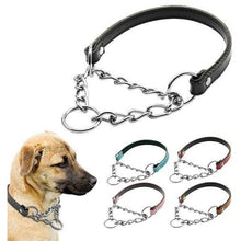 Double Layer Genuine Leather Studded Martingale Dog Collar